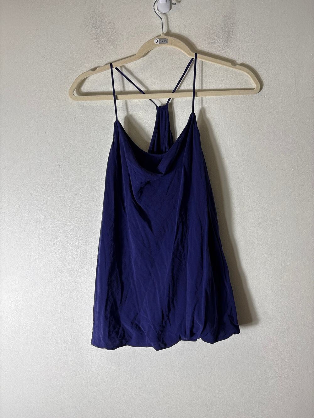 Vince Navy Layered Silk Top Sz S